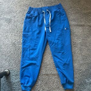 Women’s royal blue high waisted Uman relaxed joggers scrub pants